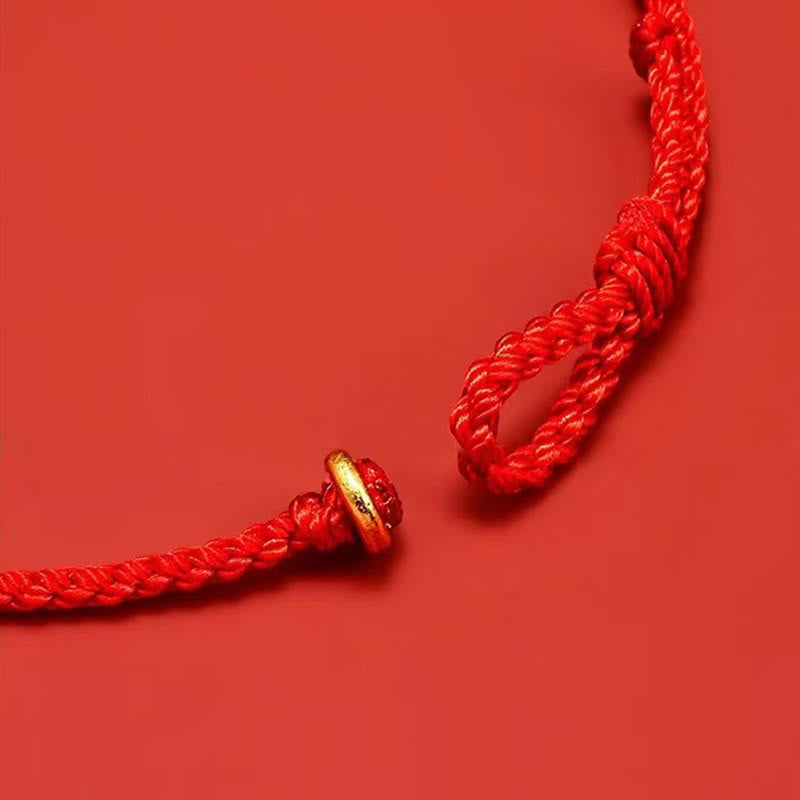 Bracelet Porte-Bonheur Fil Rouge & Symbole Fu en Argent Sterling 925