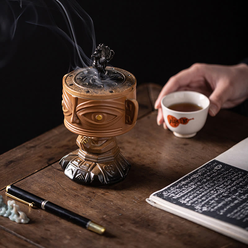 Brûleur d'encens en céramique de guérison en Buddha Stones Sanxingdui Décoration de bureau