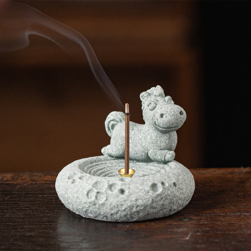 Brûleur d'encens de guérison du zodiaque chinois en Buddha Stones Décoration de bureau