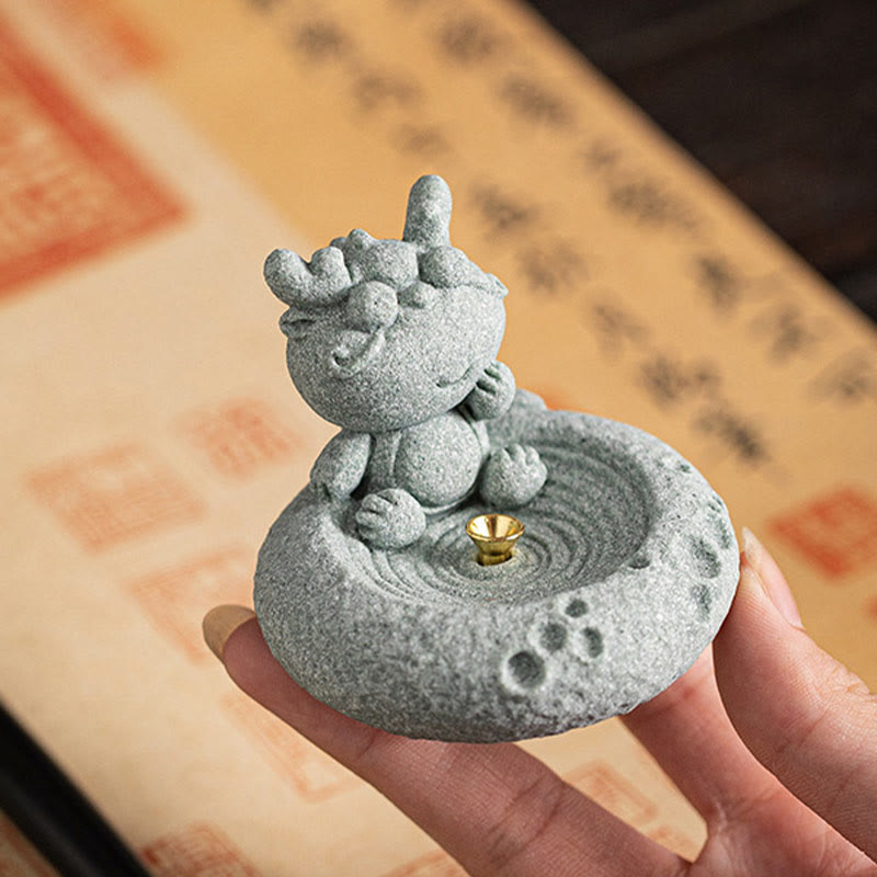 Brûleur d'encens de guérison du zodiaque chinois en Buddha Stones Décoration de bureau