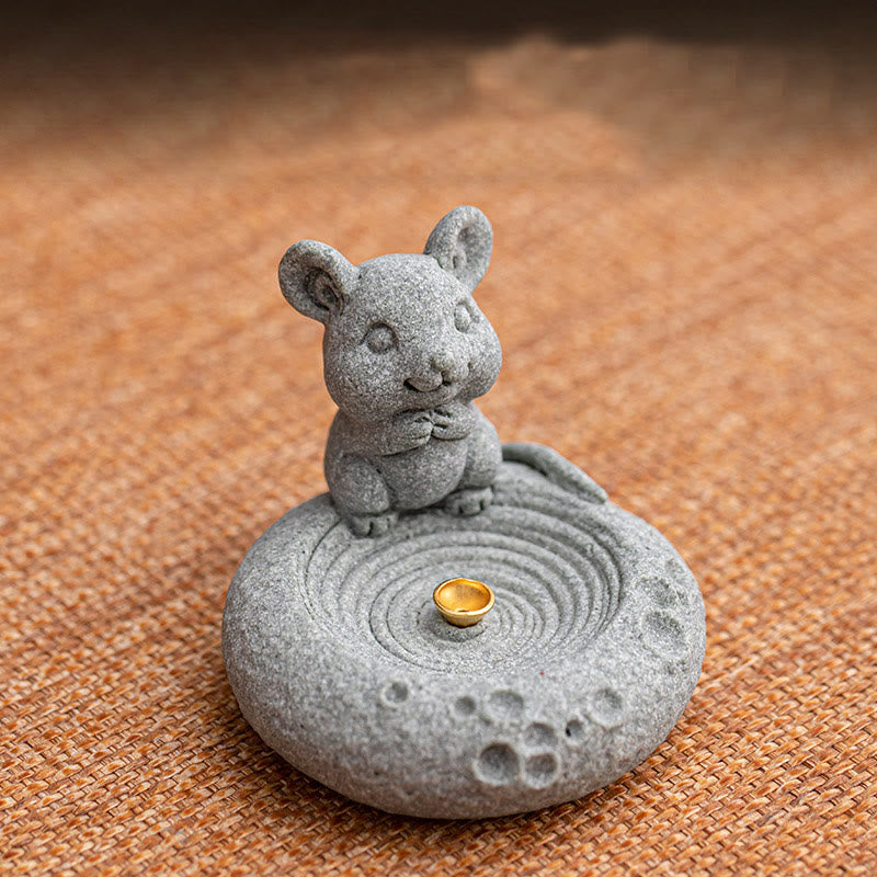 Brûleur d'encens de guérison du zodiaque chinois en Buddha Stones Décoration de bureau