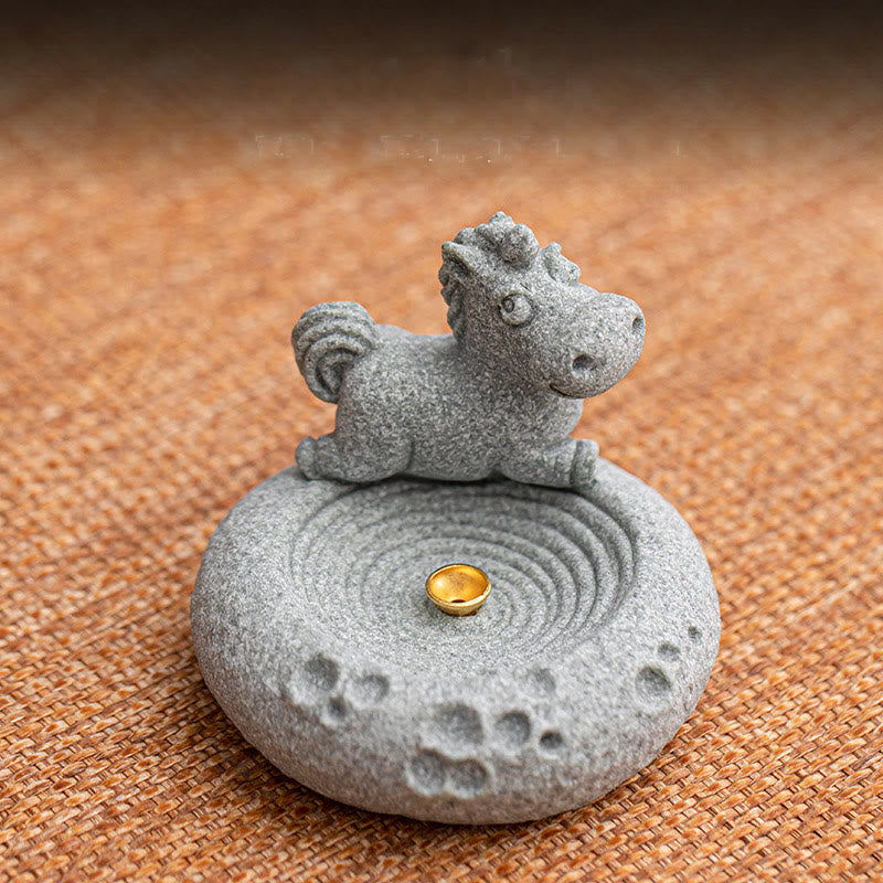 Brûleur d'encens de guérison du zodiaque chinois en Buddha Stones Décoration de bureau