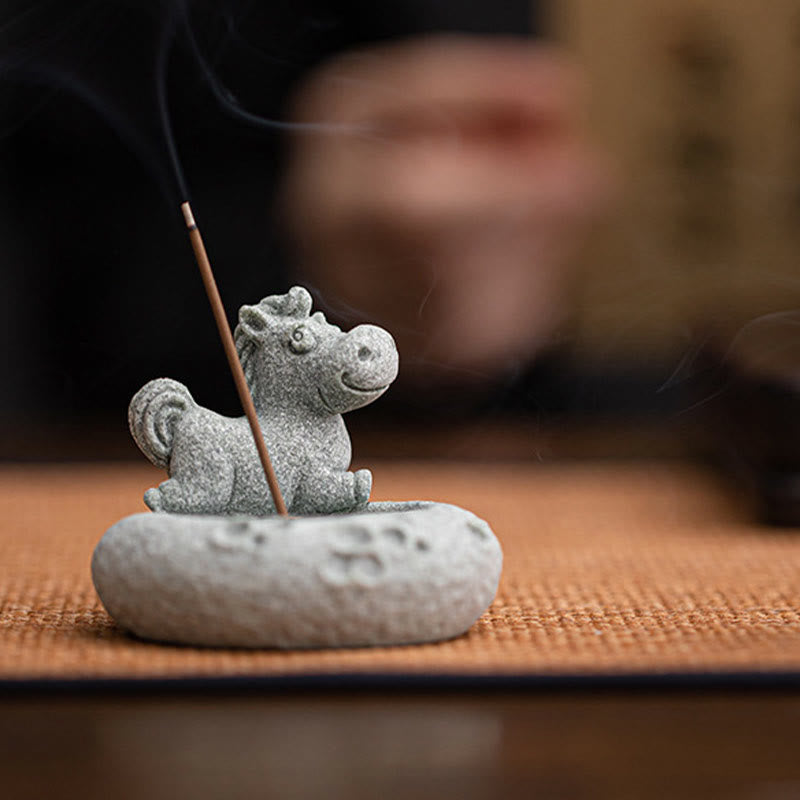 Brûleur d'encens de guérison du zodiaque chinois en Buddha Stones Décoration de bureau