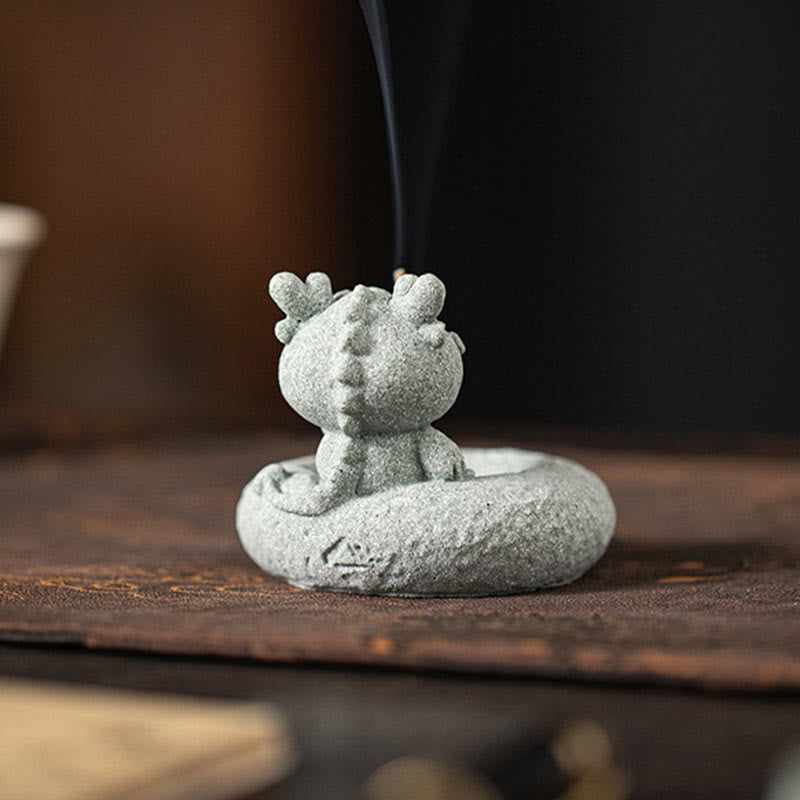 Brûleur d'encens de guérison du zodiaque chinois en Buddha Stones Décoration de bureau