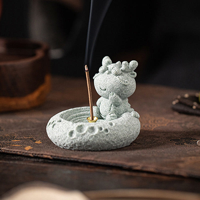Brûleur d'encens de guérison du zodiaque chinois en Buddha Stones Décoration de bureau