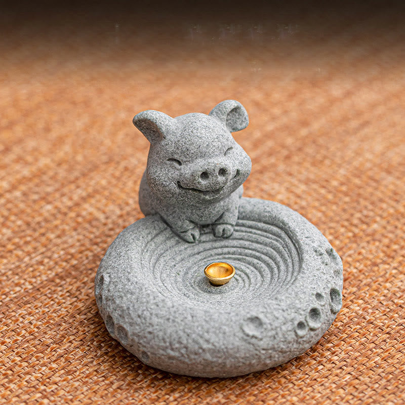 Brûleur d'encens de guérison du zodiaque chinois en Buddha Stones Décoration de bureau
