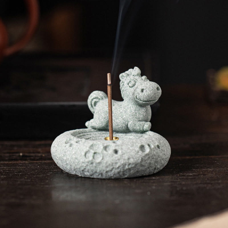 Brûleur d'encens de guérison du zodiaque chinois en Buddha Stones Décoration de bureau