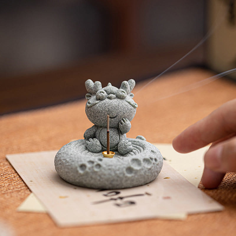 Brûleur d'encens de guérison du zodiaque chinois en Buddha Stones Décoration de bureau