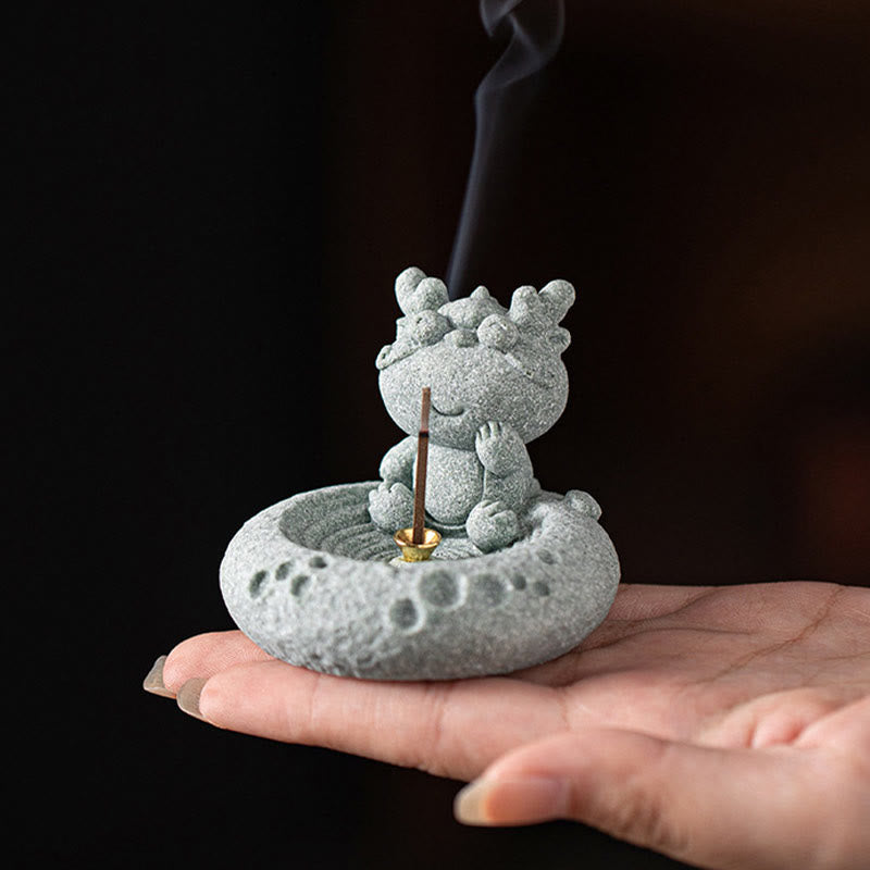 Brûleur d'encens de guérison du zodiaque chinois en Buddha Stones Décoration de bureau