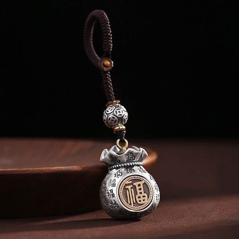 — Porte-clés Sac de Richesse Fu — Talisman Symbolique de Prospérité & Abondance