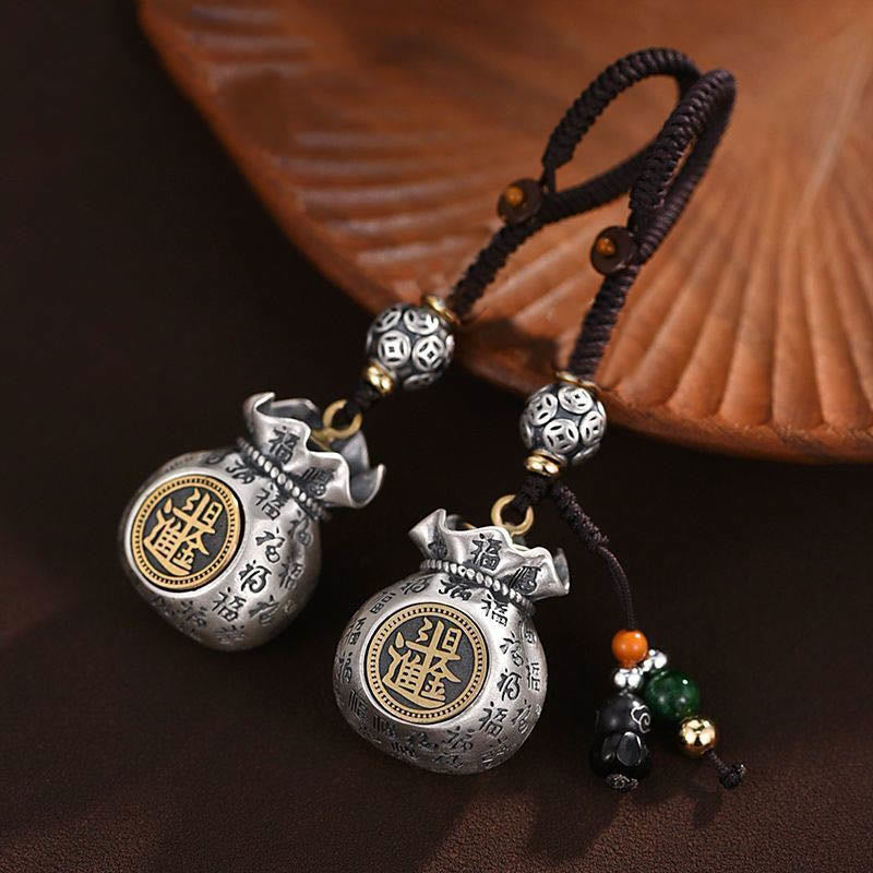 — Porte-clés Sac de Richesse Fu — Talisman Symbolique de Prospérité & Abondance
