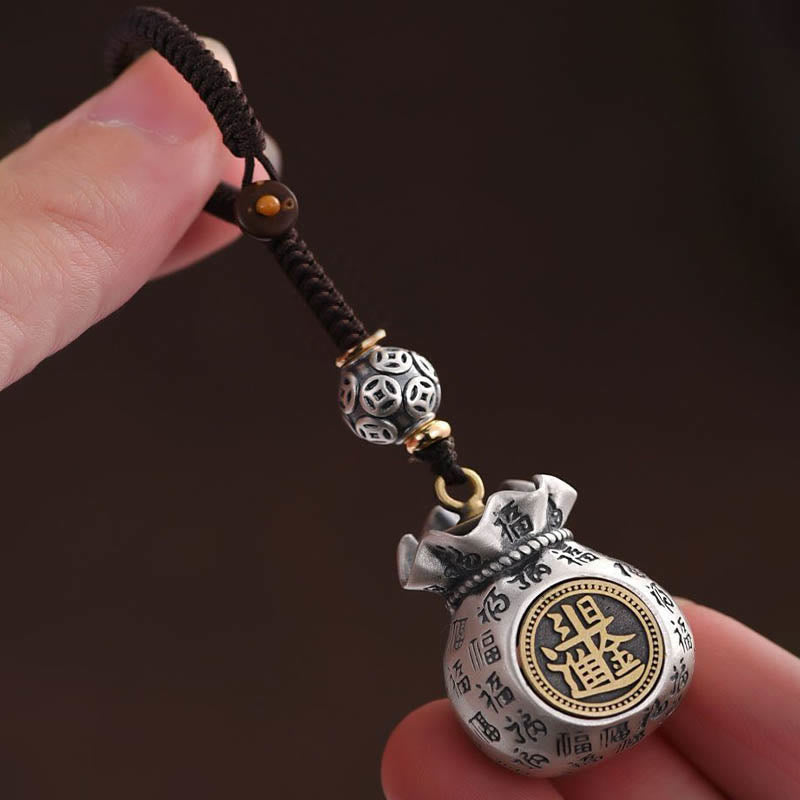 — Porte-clés Sac de Richesse Fu — Talisman Symbolique de Prospérité & Abondance