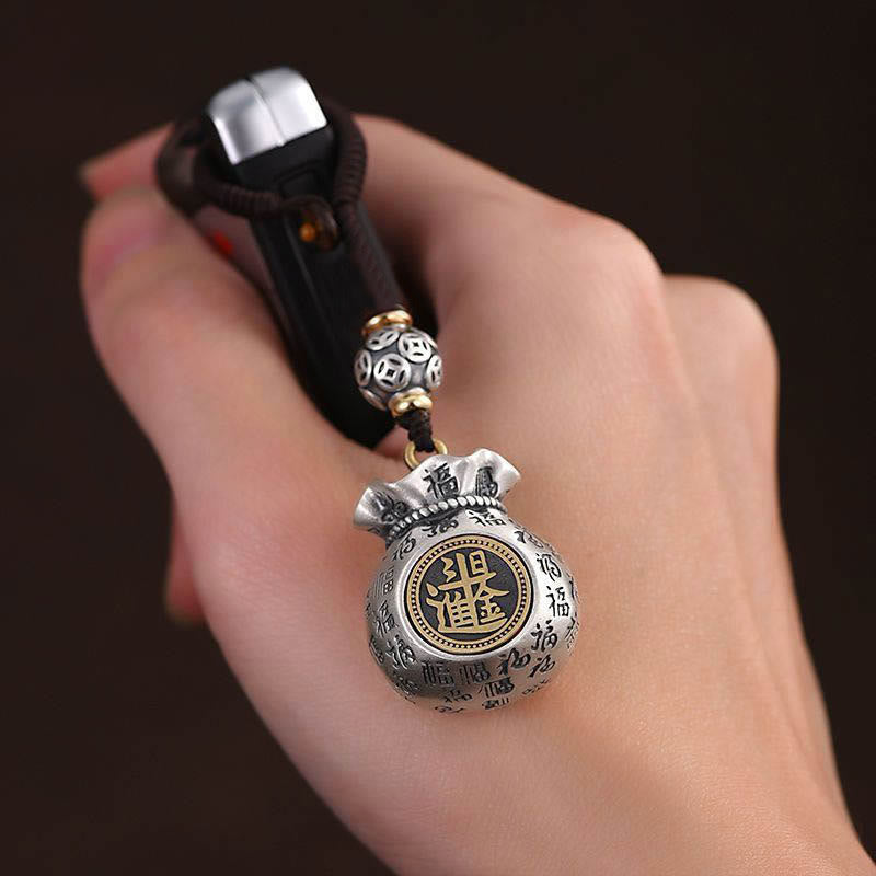 — Porte-clés Sac de Richesse Fu — Talisman Symbolique de Prospérité & Abondance