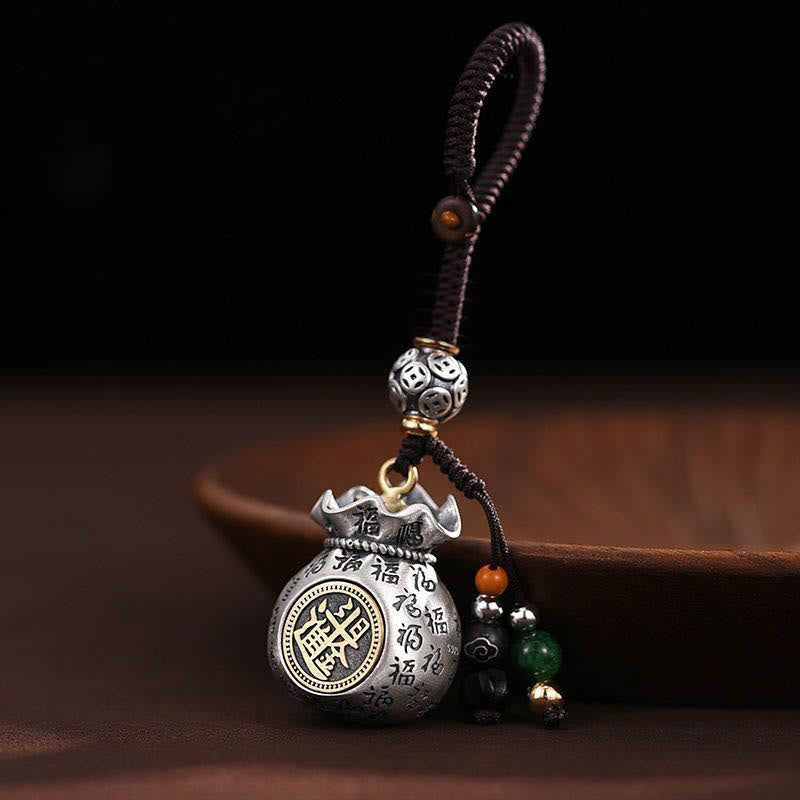 — Porte-clés Sac de Richesse Fu — Talisman Symbolique de Prospérité & Abondance