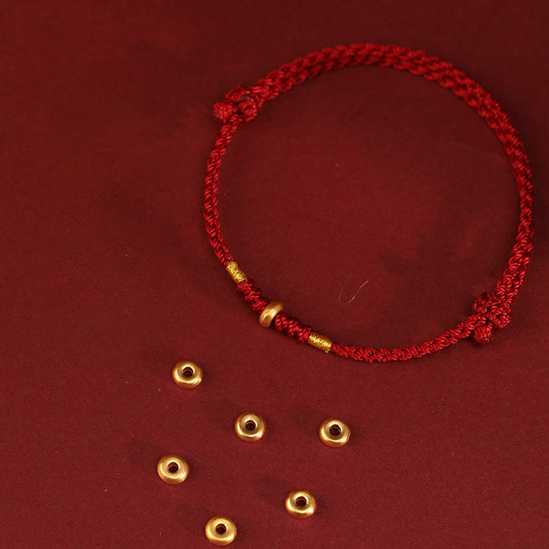Bracelet & Chevillière de Protection en Fil Rouge et Or 999, Ajustable