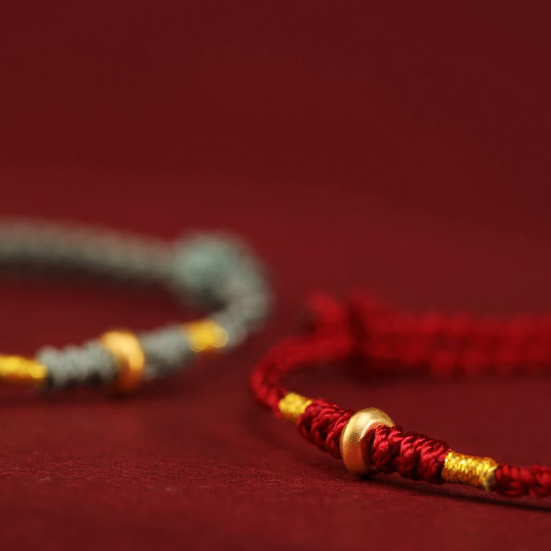 Bracelet & Chevillière de Protection en Fil Rouge et Or 999, Ajustable