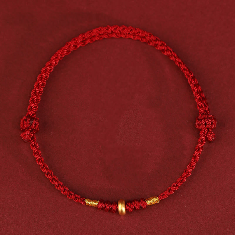 Bracelet & Chevillière de Protection en Fil Rouge et Or 999, Ajustable