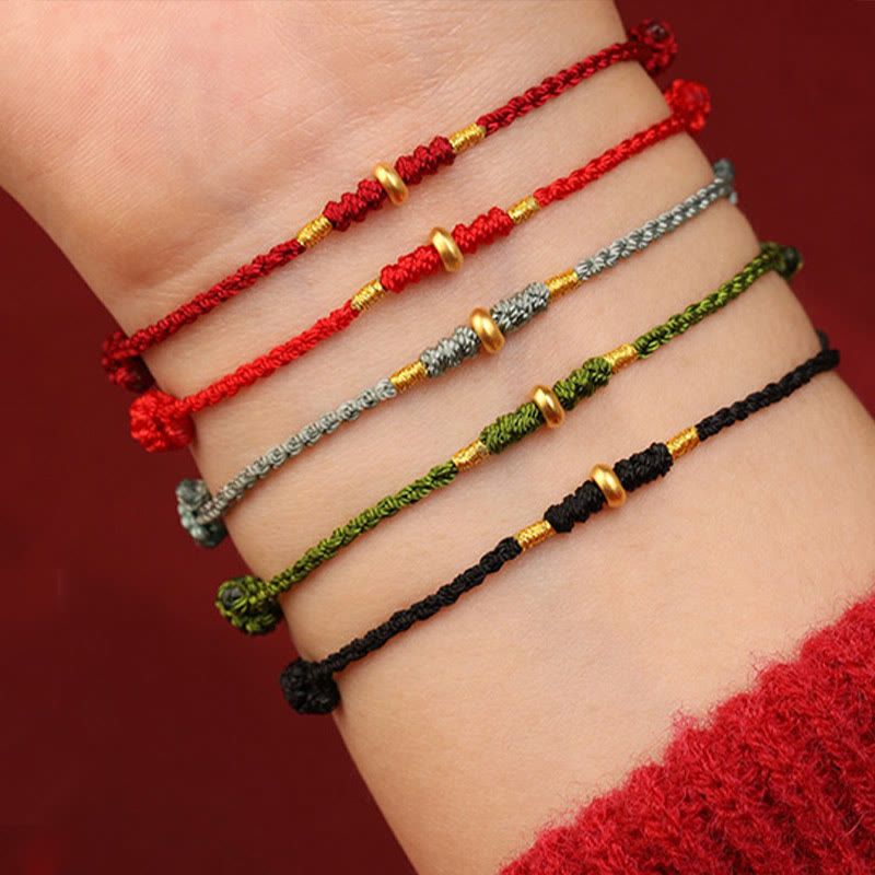 Bracelet & Chevillière de Protection en Fil Rouge et Or 999, Ajustable