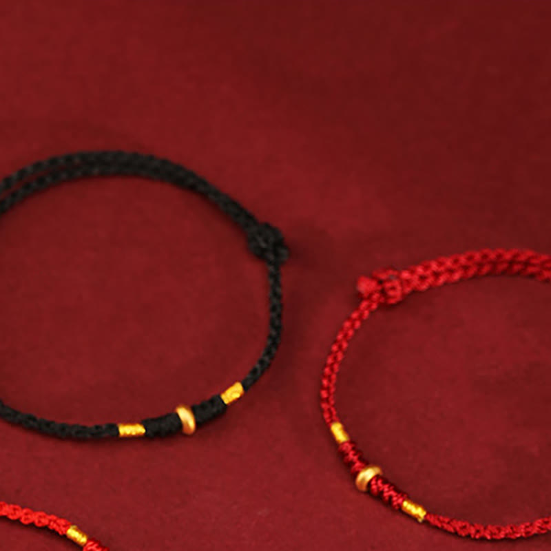 Bracelet & Chevillière de Protection en Fil Rouge et Or 999, Ajustable