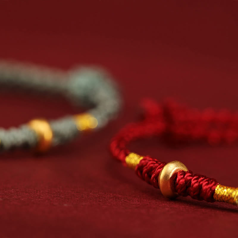 Bracelet & Chevillière de Protection en Fil Rouge et Or 999, Ajustable