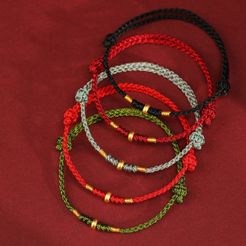 Bracelet & Chevillière de Protection en Fil Rouge et Or 999, Ajustable