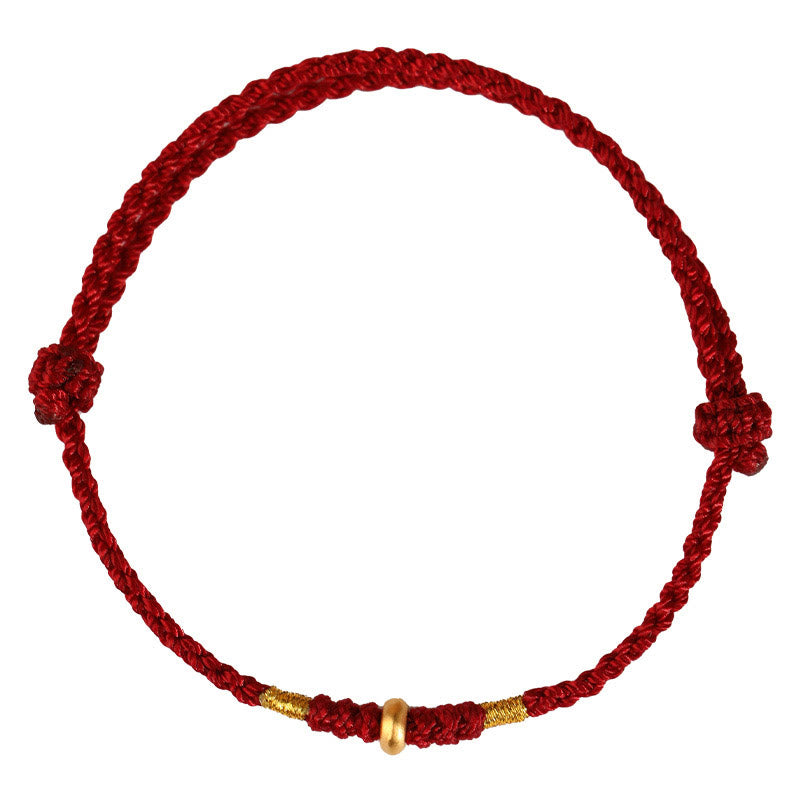 Bracelet & Chevillière de Protection en Fil Rouge et Or 999, Ajustable