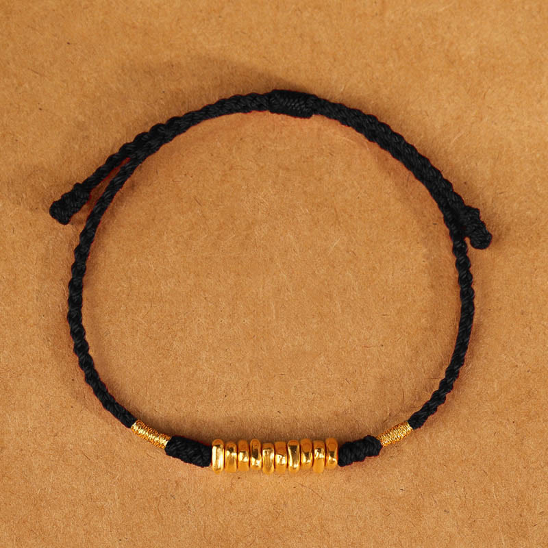 Bracelet Fil Rouge Ultra-Fin & Or 999, Tressage Artisanal Ajustable
