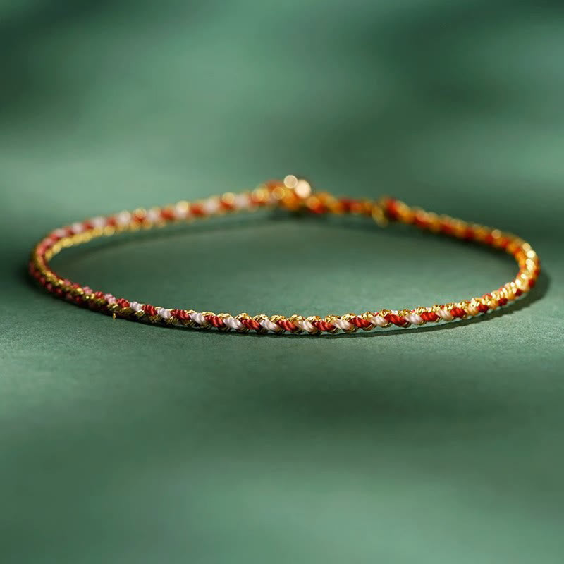 Bracelet Corde Lotus Porte-Bonheur Coloré (Option Pièce de Cuivre)
