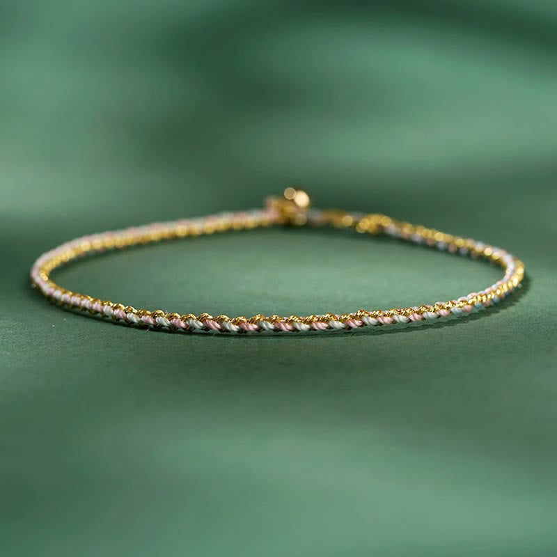 Bracelet Corde Lotus Porte-Bonheur Coloré (Option Pièce de Cuivre)