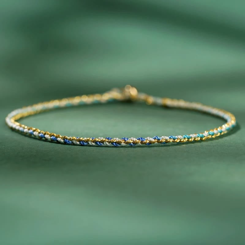 Bracelet Corde Lotus Porte-Bonheur Coloré (Option Pièce de Cuivre)