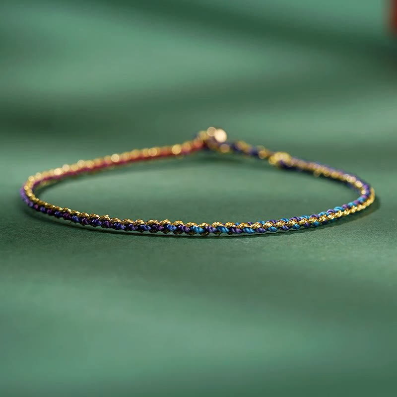 Bracelet Corde Lotus Porte-Bonheur Coloré (Option Pièce de Cuivre)