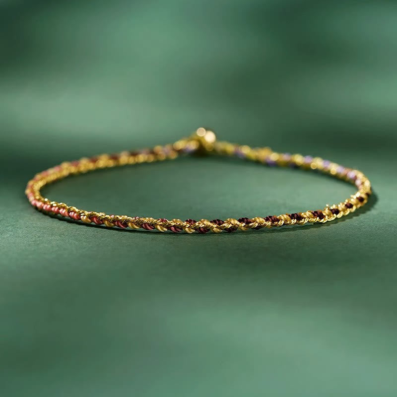 Bracelet Corde Lotus Porte-Bonheur Coloré (Option Pièce de Cuivre)