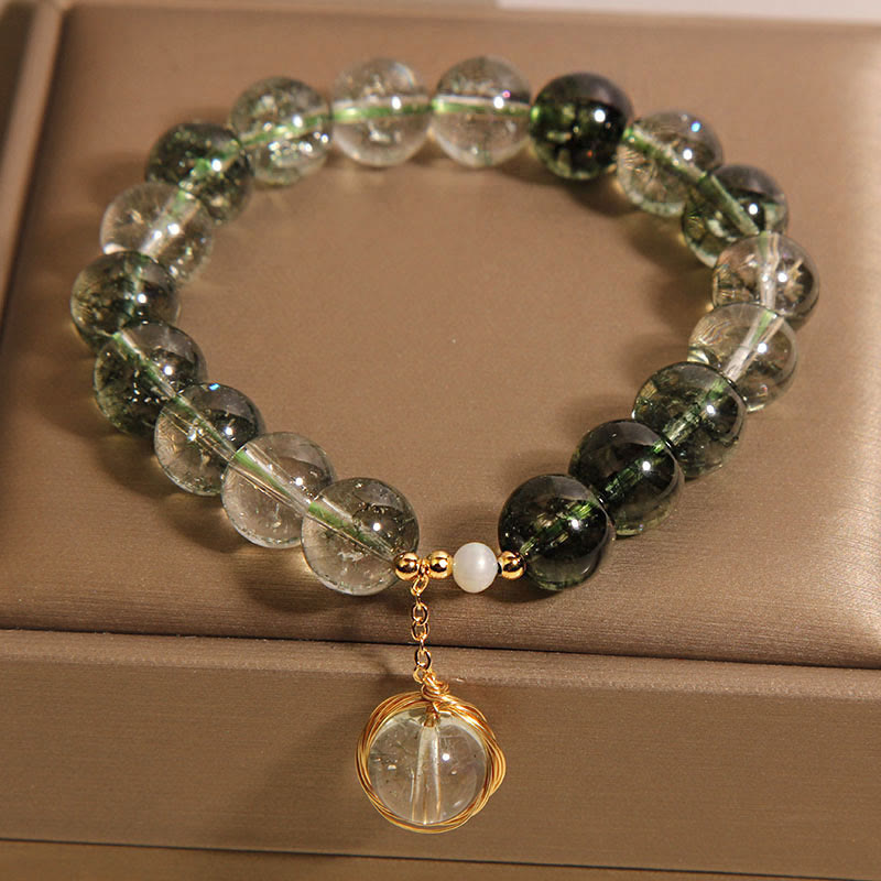 Bracelet en Quartz Fantôme Vert Naturel | Croissance & Harmonie Symbolique