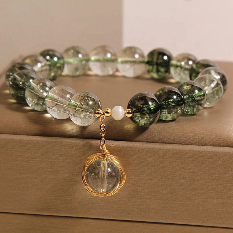 Bracelet en Quartz Fantôme Vert Naturel | Croissance & Harmonie Symbolique