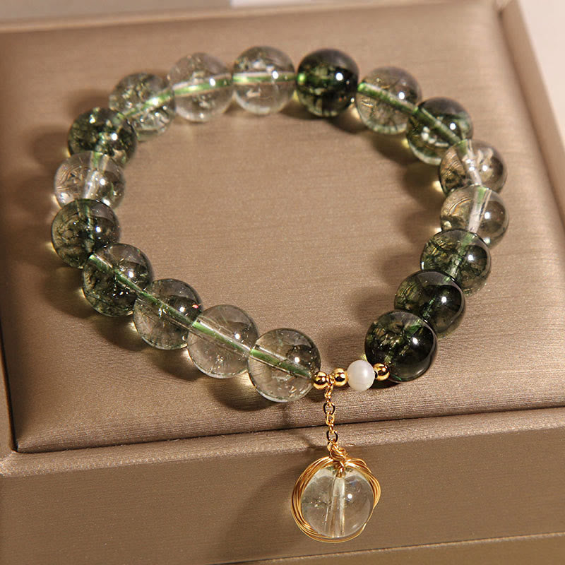 Bracelet en Quartz Fantôme Vert Naturel | Croissance & Harmonie Symbolique