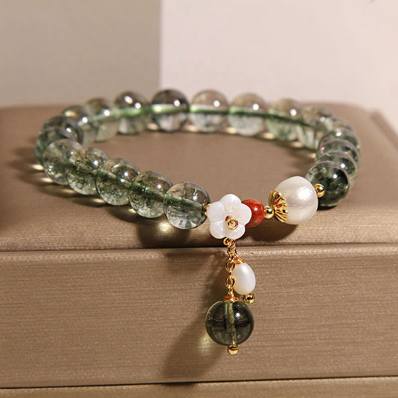 Bracelet Fantôme Vert en Quartz Clair Naturel | Harmonie & Renouveau Symbolique