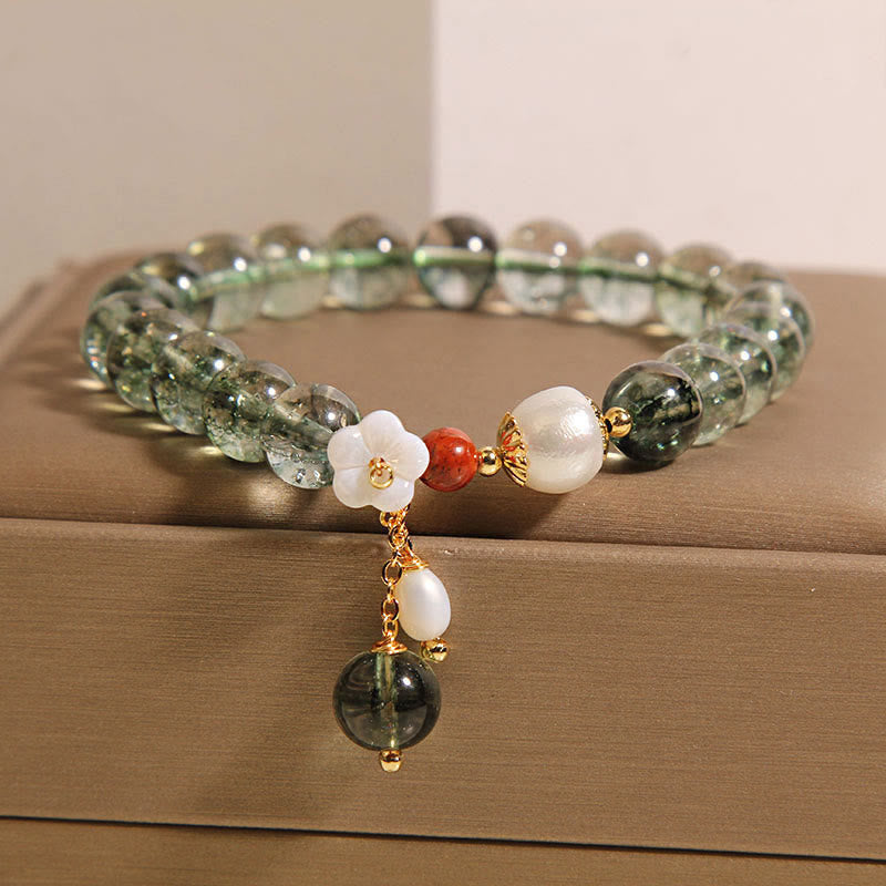 Bracelet Fantôme Vert en Quartz Clair Naturel | Harmonie & Renouveau Symbolique