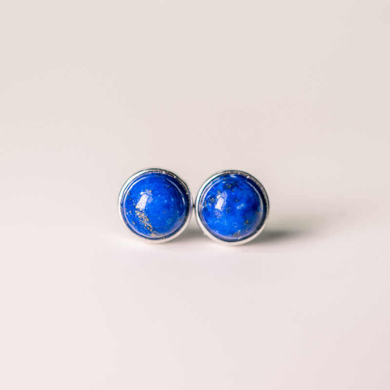 Boucles d’Oreilles Clous en Lazurite (Lapis-Lazuli) Naturelle 7 mm – Argent 925