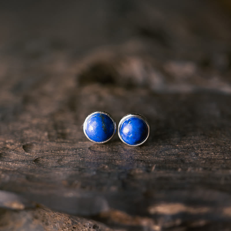Boucles d’Oreilles Clous en Lazurite (Lapis-Lazuli) Naturelle 7 mm – Argent 925