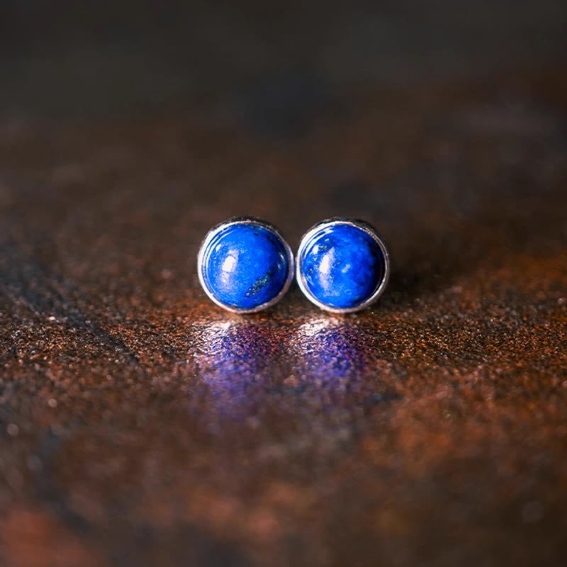 Boucles d’Oreilles Clous en Lazurite (Lapis-Lazuli) Naturelle 7 mm – Argent 925