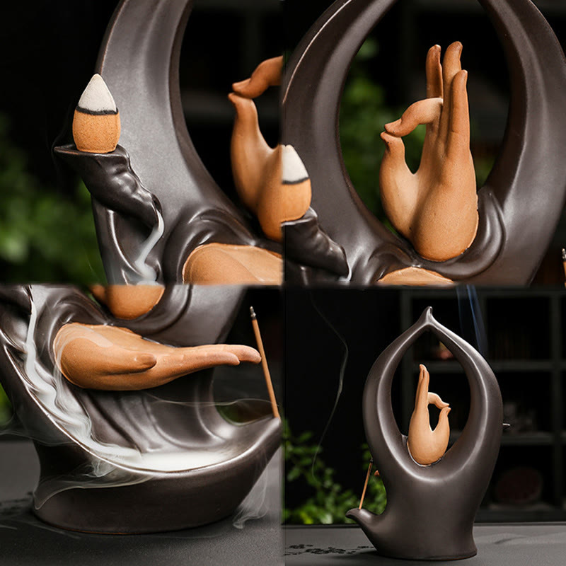 Brûleur d’Encens Main de Bouddha Céramique – Artisanat & Fumée à Reflux