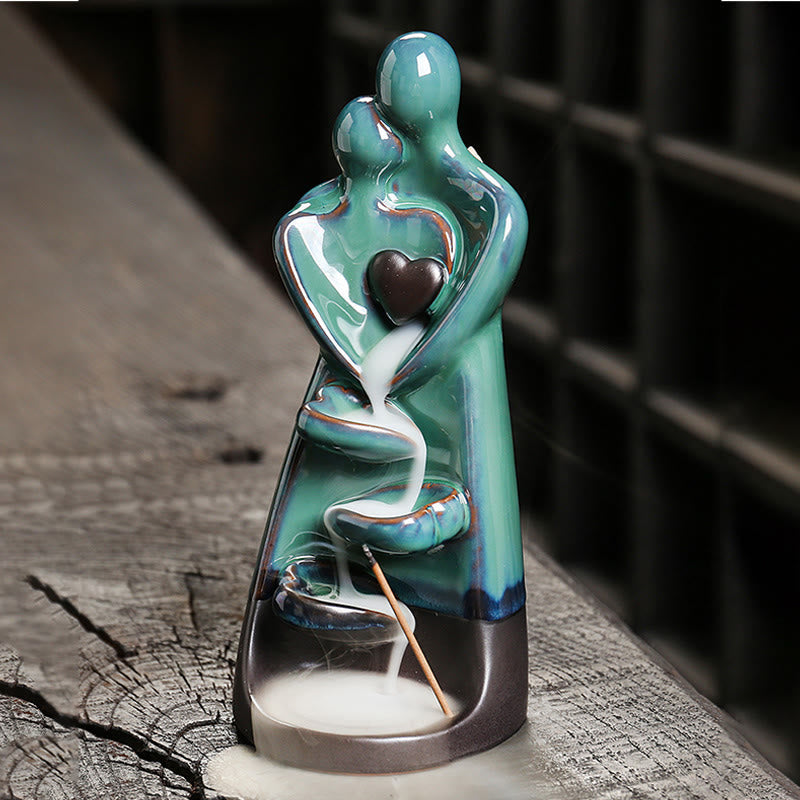 Porte-Encens à Reflux Couple d’Amoureux en Céramique 7,3 cm