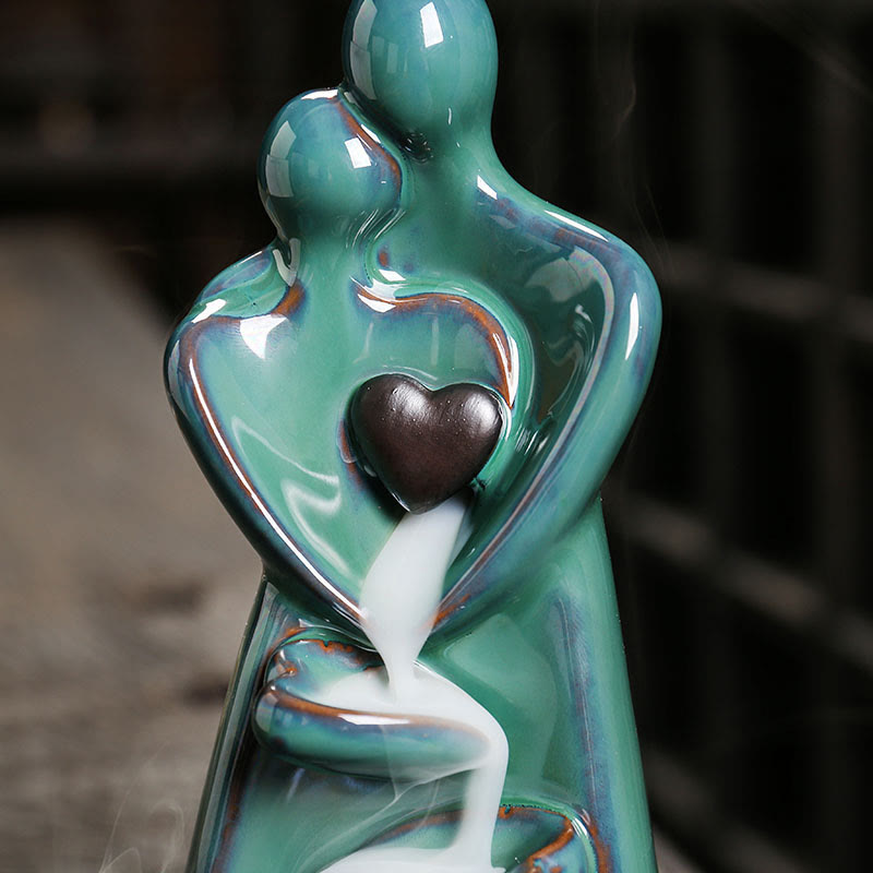 Porte-Encens à Reflux Couple d’Amoureux en Céramique 7,3 cm