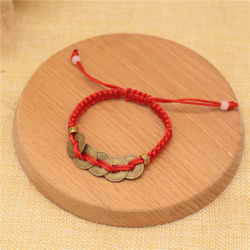 Bracelet Fil Rouge avec Pièce de Cuivre – Protection & Prospérité