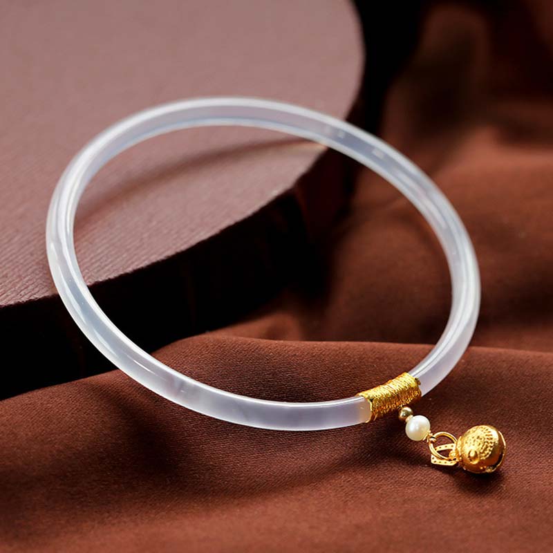 Bracelet Succès en Jade Cyan & Jade Blanc 58 mm | Harmonie & Équilibre Symbolique