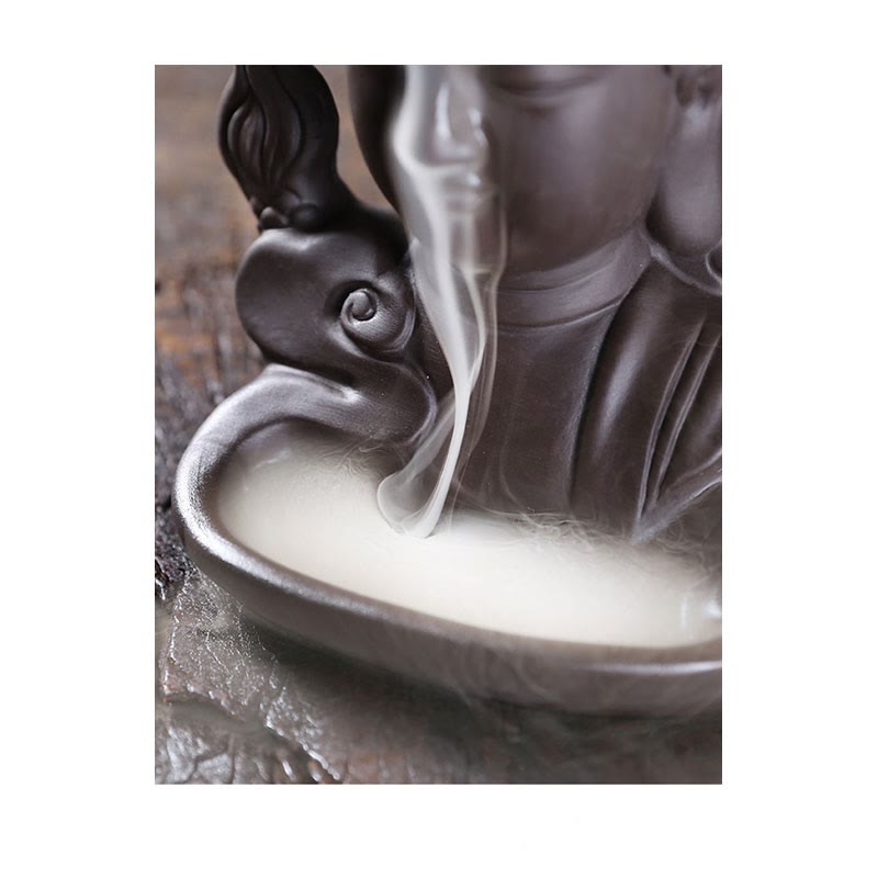 Porte-Encens Bouddha Dragon en Argile Pourpre 10,5 cm pour Méditation