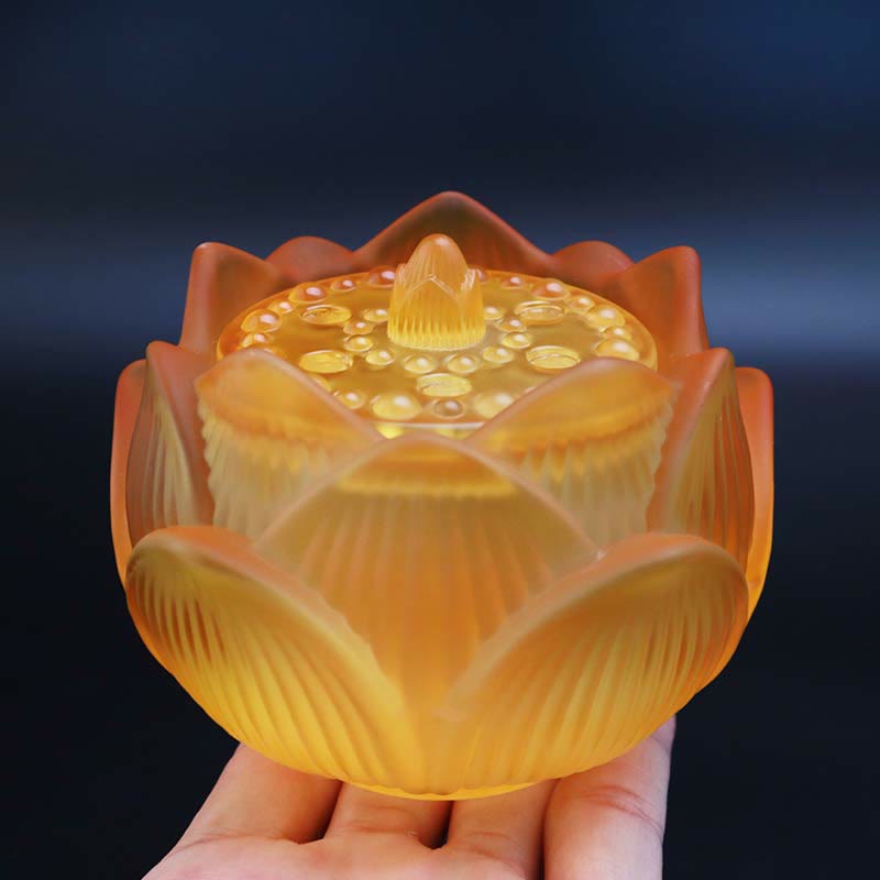 Brûleur d'encens de méditation de guérison en cristal de Lotus Liuli de Buddha Stones