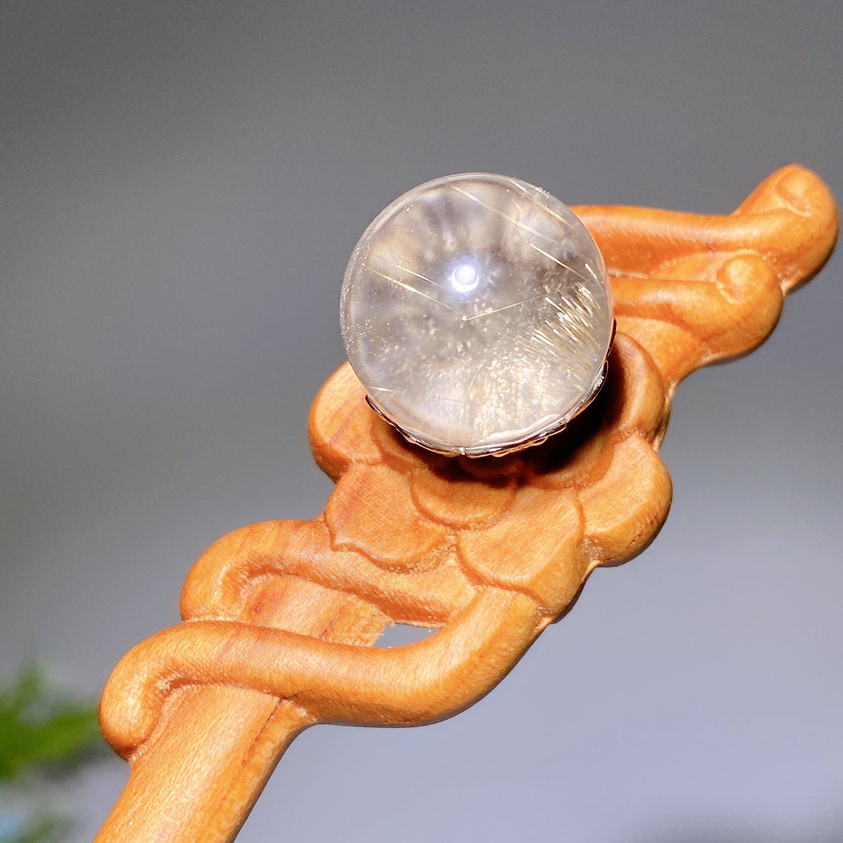 Pic à Cheveux Quartz Rutile ou Quartz Jardin 18cm