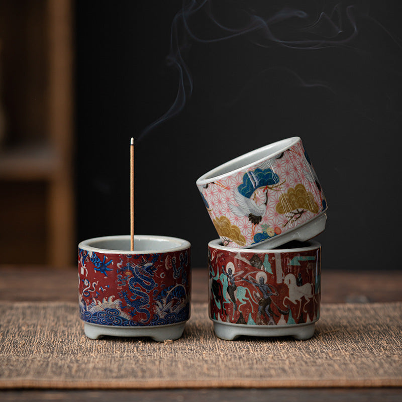 Porte-Encens Zen en Céramique – Série Bateau Lotus & Pêcheur (6 cm)