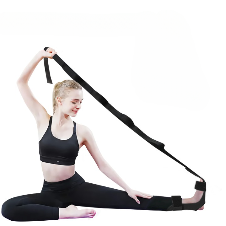 Sangle de Yoga Extensible en Coton Noir 145 cm